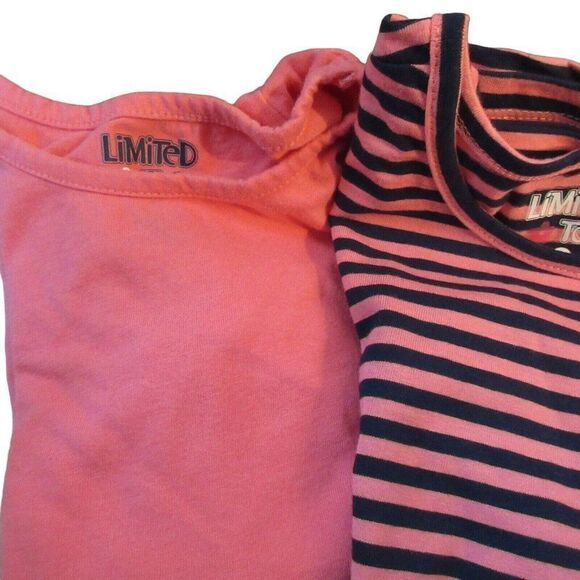 Limited Too Girls Sz 4 Set of three Long Sleeve Tees Stripe Solid Navy Pink - Picture 2 of 5
